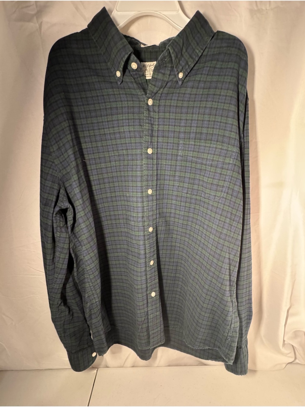 J. Crew Men’s Plaid Button-Down Shirt in Green and Blue